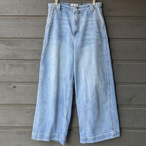We The Free Wide Leg Trouser Jeans Size 31 Curvy Stretch Denim Bareback